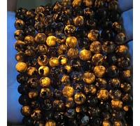 Lot de 43 perles en yooperlite de 8 mm en vrac pour la fabrication de bijoux et de bracelets - Montrent la couleur de la flamme sous l'irradiation des lampes UV
