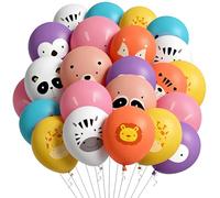 Lot de 44 ballons en latex élastique épais et coloré - 12 motifs différents - 30,5 cm - Thème jungle safari zoo sauvage - Décorations de fête d'anniversaire - Fournitures pour enfants, garçons, filles