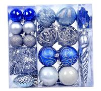 Lot de 44 boules de décoration de sapin de Noël en plastique incassable pour sapin de Noël, décoration de fête de fin d'année, bleu
