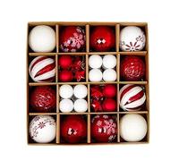 Lot de 44 boules de Noël de 3/6 cm pour décoration d'intérieur, Halloween, Nouvel An, Navidad (rose rouge)