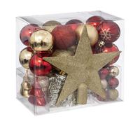LOT DE 44 BOULES DE NOEL+ ETOILE DOREE ET ROUGE