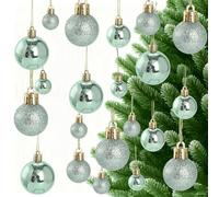 Lot de 44 décorations de Noël dorées avec boules mates et pailletées pour décorer les arbres et les espaces de vacances (vert)