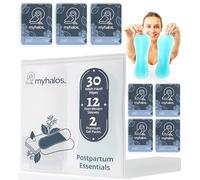 Lot de 44 lingettes d'hamamélis et blocs de glace périnéale pour post-partum, hémorroïdes et césarienne - 30 compresses d'hamamélis sans alcool pour soins post-partum et hémorroïdes