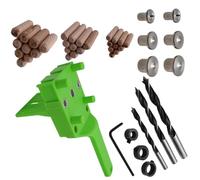 Lot de 44 outils de perçage avec aides d'alignement pour planches en bois et travaux manuels, montage de meubles, gabarits de perçage