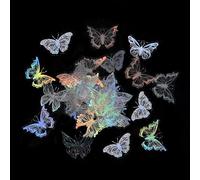 Lot de 45 autocollants holographiques imperméables en forme de papillon pour scrapbooking, bouteilles d'eau, bagages, téléphone et ordinateur portable