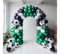 Lot de 45 ballons de football verts et noirs - Décorations d'anniversaire pour garçons - Ballons de football pour garçons - Jeux de football - Décoration de fête prénatale