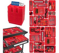 Lot de 45 Boîtes Caisse a Outil Organisateur Tiroir, Pour Vis, Outils, Bricolage, Servante D'atelier Boite de Caisse Rangement Plastique, Rangement et Organisation de Etabli, Atelier, Garage - Rouge