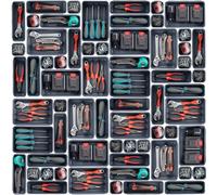 Lot de 45 Boîtes Caisse a Outil Organisateur Tiroir, pour Vis, Outils, Bricolage, Servante d'Atelier Boite de Caisse Rangement Plastique, Rangement et Organisation de Etabli, Atelier, Garage, Gris
