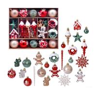 Lot de 45 boules de Noël incassables en plastique avec cordes de suspension pour les fêtes et les occasions spéciales