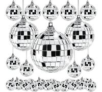 Lot de 45 boules disco réfléchissantes à suspendre - Décoration de fête disco années 70 - Argentées - Mini boules disco pour décoration de sapin de Noël - Accessoires de fête