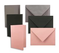 Lot de 45 cartes DIN A6/C6 en graphite, noir, vieux rose - Cartes pliantes avec pli A6 10,5 x 14,8 cm et enveloppes C6 11,4 x 16,2 cm - Pour invitations et cartes de vœux pour Noël et anniversaire