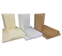 Lot de 45 cartes pliantes - Format A6 - 240 g/m², 220 g/m², blanches et crème - Enveloppes au format C6, 120 g/m², 90 g/m², avec fermeture humide