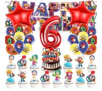 Lot de 45 décorations d'anniversaire Brawl Stars Brawl Stars, ballons pour fête d'anniversaire garçon (6 ans)