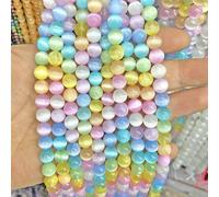 Lot de 45 perles en cristal de sélénite colorées de 8 mm pour la fabrication de bijoux et bracelets