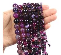Lot de 45 perles en pierre naturelle en jade obsidienne œil de tigre pour la fabrication de bracelets, colliers, accessoires de 4 à 12 mm, agate violette, 8 mm