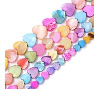 Lot de 45 perles plates en forme de cœur en nacre, perles d'espacement lisses teintes pour la fabrication de bijoux faites à la main, 8. cœur, 8 mm