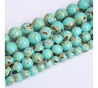 Lot de 45 perles rondes de 8 mm avec nacre en howlite bleue turquoise pour la fabrication de bijoux et bracelets ZW-A-801