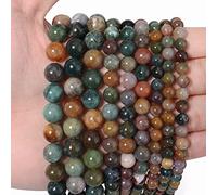 Lot de 45 perles rondes en agate indienne de 8 mm pour la fabrication de bijoux, perles semi-précieuses naturelles et lisses pour colliers et bracelets