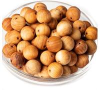 Lot de 45 perles rondes en bois de santal naturel doré avec fil élastique pour la fabrication de bracelets et colliers (bois de santal doré, 8 mm)