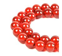 Lot de 45 perles rondes en cornaline naturelle de 8 mm, pour la fabrication de bijoux, 39,4 cm, 1 fil (cornaline, 8 mm, 45 perles)