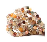 Lot de 45 perles rondes en cristal de quartz rutile naturel coloré de 8 mm, pour la fabrication de bijoux, 1 fil de 38,1 cm