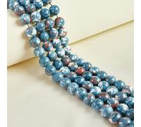 Lot de 45 perles rondes en forme de fleur de pluie bleue naturelle de 8 mm pour la fabrication de bijoux