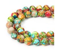 Lot de 45 perles rondes en jaspe impérial vert naturel mélangé de 8 mm pour la fabrication de bijoux, bracelets et colliers U10-KD800