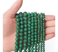 Lot de 45 perles rondes en malachite de 8 mm pour la fabrication de bijoux, perles semi-précieuses naturelles et lisses pour colliers et bracelets