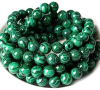 Lot de 45 perles rondes en malachite naturelle avec fil élastique pour la fabrication de bijoux (malachite de 8 mm)