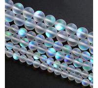 Lot de 45 perles rondes en quartz mystique naturel, 8 mm, couleur arc-en-ciel, blanc mat givré, pour la fabrication de bijoux et de bracelets (759 lz)
