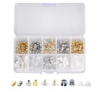 Lot de 450 clous d'oreilles en forme de boule en forme de papillon - Boîte de rangement - Boucles d'oreilles souples - Pour bricolage, Métal