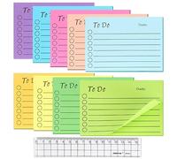 Lot de 450 feuilles de notes autocollantes, liste de choses à faire, multicolores, lignées, super collantes, autocollantes, avec règle, pour la famille, l'école, le bureau (10 x 7 cm)