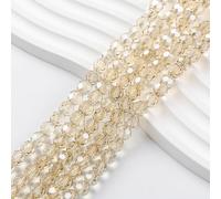 Lot de 450 perles rondes en verre champagne de 6 mm pour la fabrication de bijoux, perles en verre Novborcz à facettes pour bracelets, colliers, pendentifs, fabrication de bijoux, loisirs créatifs