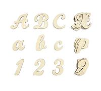 Lot de 458 lettres de l'alphabet cursives en bois brut de 5,1 cm - Chiffres ABC de 0 à 9 avec accessoires pour décoration murale