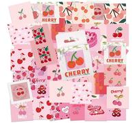 Lot de 46 autocollants cerises mignonnes pour scrapbooking, ordinateur portable, voiture, scrapbooking, journal intime, bouteille d'eau, album, étui de téléphone, fabrication de cartes