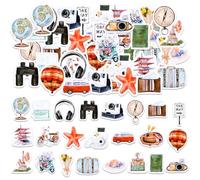 Lot de 46 autocollants de scrapbooking, autocollants de voyage de petite taille, autocollants décoratifs sur le thème du monde entier pour journal, carnet de notes, album de bouteille d'eau, étui de