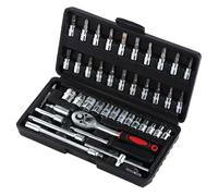 Lot de 46 clés à cliquet 1/4" avec barre d'extension de foret, outil de clé à cliquet métrique pour réparation automobile