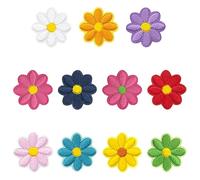 Lot de 46 écussons thermocollants (14 petites marguerites, 10 grandes fleurs, 22 petites fleurs) - Écussons thermocollants pour jeans, chemises et écussons brodés DIY