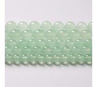 Lot de 46 perles en calcédoine de jade vert naturel de 8 mm - Perles rondes et de guérison - Pour la fabrication de bijoux - Perles rondes en vrac - 38,1 cm (jade vert, 8 mm)
