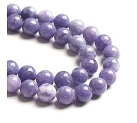 Lot de 46 perles en calcédoine violette lavande de 8 mm pour la fabrication de bijoux, bracelets et colliers