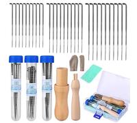 Lot de 48 aiguilles à feutrer à sec avec aiguilles à feutrer en 3 tailles, poignées en bois, bouteilles d'aiguilles, lit de doigt, outils pour feutrage de laine
