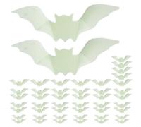Lot de 48 autocollants 3D lumineux en forme de chauve-souris effrayante - 4 tailles - Imperméables - Autocollants amovibles pour fenêtre d'Halloween à thème