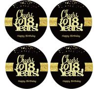 Lot De 48 Autocollants « Cheers To 18 » - Grandes Bouteilles Et Sceaux De Cartes - 5,1 Cm - Ronds - Joyeux Anniversaire