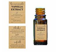 Lot de 48 autocollants en papier kraft à l'extrait de vanille faits maison, 3,8 x 5,1 cm, étiquettes d'instructions carrées personnalisées pour bouteilles de vanille faites à la main, cadeaux de Noël,