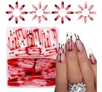Lot de 48 autocollants pour ongles d'Halloween - Motifs goutte de sang rouge - Hypoallergéniques - Matériaux ABS - Application facile pour les peaux sensibles - Motifs d'ongles d'Halloween