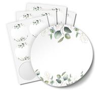Lot de 48 autocollants ronds à écrire pour mariage, anniversaire, remerciement, baptême - 4 cm - Eucalyptus