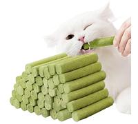 Lot de 48 bâtonnets d'herbe à chat : bâtonnets d'herbe à chat, collations lyophilisées pour les soins dentaires et le contrôle des boules de cheveux, herbe à chat avec poulet, huile de poisson, eau de