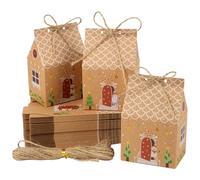 Lot de 48 Boite Cadeau Noel Boîtes Cadeaux Noël Vide Petits Emballage Gateau Invité Noel de Table Kraft Carton Mini Ballotin Bonbon Chocolat Remplir avec 10 m Corde Jute
