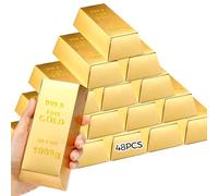 Lot de 48 boîtes à trésors dorées, 14 x 8,1 x 4,3 cm - Grandes boîtes cadeaux pour fêtes sur le thème du casino et des pirates