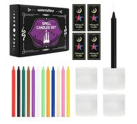 Lot de 48 bougies magiques avec 4 porte-bougies en sélénite ajustés - Bougies chime colorées pour sorcellerie, rituels, méditation, autel - Stable et sans basculement, combustion sécurisée